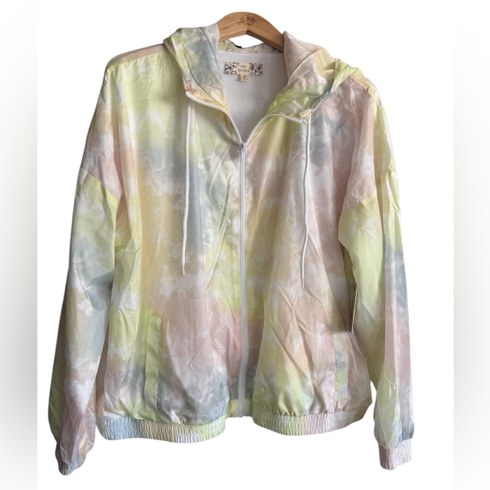 Multicolor Women's Tye Die Hooded Rain Jacket NWT